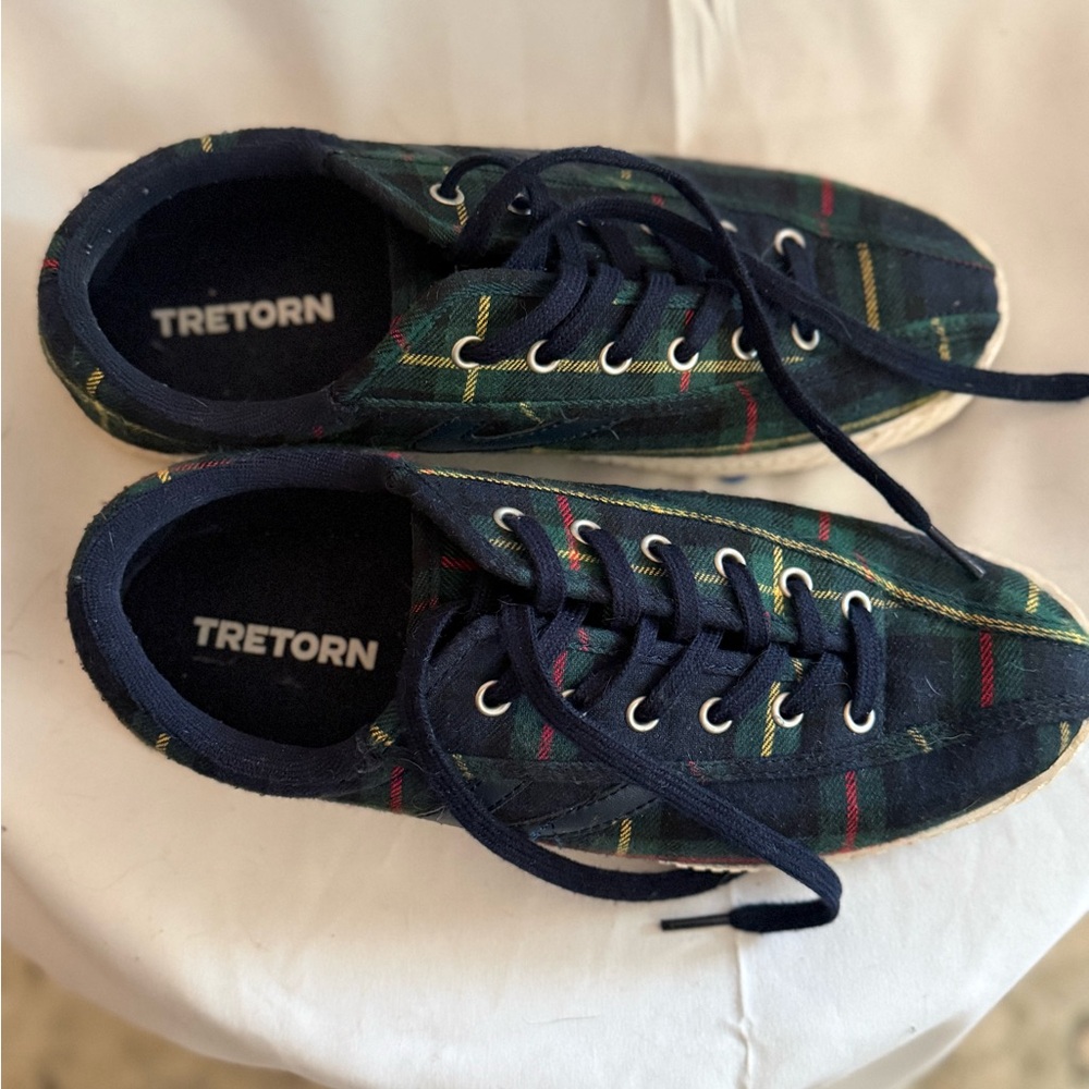 Tretorn Plaid Sneakers - Black, Green, Red - Picture 2 of 4